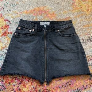 Free People Zip Up Black Denim Skirt